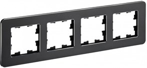 IEK Brite Decor чёрный металл скруглённые углы рамка 4 места BR-M42-M-01-K02 IEK Brite Decor чёрный металл скруглённые углы рамка 4 места BR-M42-M-01-K02
