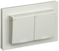 IEK Brite бежевый розетка 2 места, с заземлением, шторками и крышкой, 16А в сборе IP44 BR-R26-16-44-K10-F
