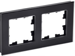 IEK Brite Decor чёрный глянец стекло рамка 2 места BR-M22-G-K02 IEK Brite Decor чёрный глянец стекло рамка 2 места BR-M22-G-K02