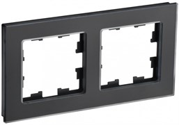 IEK Brite Decor чёрный матовый стекло рамка 2 места BR-M22-G-31-K02 IEK Brite Decor чёрный матовый стекло рамка 2 места BR-M22-G-31-K02