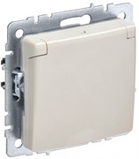 IEK Brite Base бежевый розетка 1-м с заземлением, с защитными шторками и крышкой 16А IP44 BR-R16-16-44-K10