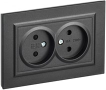 IEK Brite чёрный розетка 2-я без заземления, со шторками, 10А в сборе BR-R23-10-K02-F IEK Brite чёрный розетка 2-я без заземления, со шторками, 10А в сборе BR-R23-10-K02-F