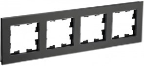 IEK Brite Decor чёрный матовый стекло рамка 4 места BR-M42-G-31-K02 IEK Brite Decor чёрный матовый стекло рамка 4 места BR-M42-G-31-K02