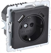 IEK Brite Base чёрный розетка с заземлением и шторками, 16А с USB A+C 18Вт BR-R14-16-U22-018-K02 IEK Brite Base чёрный розетка с заземлением и шторками, 16А с USB A+C 18Вт BR-R14-16-U22-018-K02