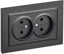 IEK Brite чёрный розетка 2-я без заземления, шторок, 10А в сборе BR-R20-10-K02-F IEK Brite чёрный розетка 2-я без заземления, шторок, 10А в сборе BR-R20-10-K02-F