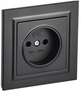 IEK Brite чёрный розетка без заземления, шторок, 10А в сборе BR-R10-10-K02-F IEK Brite чёрный розетка без заземления, шторок, 10А в сборе BR-R10-10-K02-F
