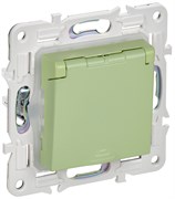 IEK SKANDY Мятный Розетка с/з с защитными шторками и крышкой 16А IP44 SK-R11G SK-R16-16-44-K06