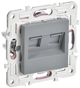 IEK SKANDY Серый Розетка компьютерная двойная RJ45 кат.6 SK-K04Gr SK-K20-2-K03