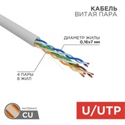 Кабель витая пара UTP 4PR 24AWG CAT5e,305м STRANDED Rexant 01-0044