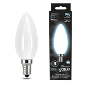 Gauss Лампа Filament Свеча 9W 610lm 4100К Е14 milky LED 103201209