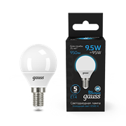 Gauss Лампа Шар 9.5W 950lm 6500K E14 LED 1/10/50 105101310