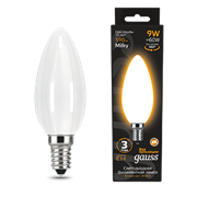 Gauss Лампа Filament Свеча 9W 590lm 3000К Е14 milky LED 103201109