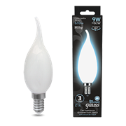 Gauss Лампа Filament Свеча на ветру 9W 610lm 4100К Е14 milky LED 104201209