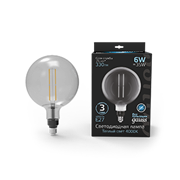 Gauss Лампа Filament G200 6W 330lm 4000К Е27 gray straight LED 154802205