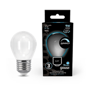 Gauss Лампа Filament Шар 9W 610lm 4100К Е27 milky диммируемая LED 105202209-D