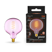 Gauss Лампа Filament G125 5W 190lm 1800К Е27 pink flexible LED 1011802105