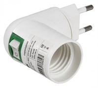 IEK Переходник вилка 220В-патрон Е27 пластик белый EPP16-02-01-K01