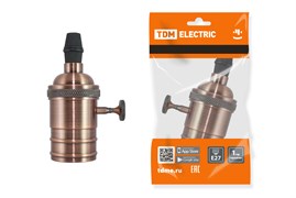 TDM Патрон подвесной Е27 с выключателем, металлический "Лофт", медь SQ0335-0069