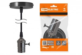 TDM Патрон Е27 с выключателем с подвесом 1 м, металлический "Лофт", черный SQ0335-0073