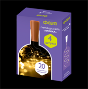 ФАZA Гирлянды DC-G04-20YS4, комплект 4 шт., Пробки, желт., 20 LED, 3xAG13 .5047914