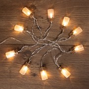 NEON-NIGHT Гирлянда светодиодная «Баночки» 1.5 м, 10 LED, прозрачный ПВХ, цвет свечения теплый белый, 2 х АА (батарейки не в комплекте) 303-096