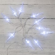 NEON-NIGHT Гирлянда светодиодная «Сосульки» 1.5 м, 10 LED, прозрачный ПВХ, цвет свечения белый, 2 х АА (батарейки не в комплекте) 303-094