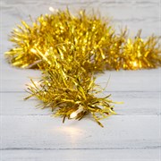 NEON-NIGHT Гирлянда светодиодная «Мишура» золотая 10 LED, 1,5 м, прозрачный ПВХ, теплое белое свечение, 2 х АА (батарейки не в комплекте) 304-012