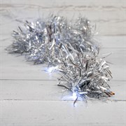 NEON-NIGHT Гирлянда светодиодная «Мишура» серебряная 10 LED 1,5 м, прозрачный ПВХ, белый свет свечения, 2 х АА (батарейки не в комплекте) 304-011