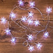 NEON-NIGHT Гирлянда светодиодная "Снежинки" 20 LED БЕЛЫЕ 2,8 метра 303-036