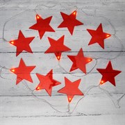 NEON-NIGHT Гирлянда светодиодная «Звездопад» красная 10 LED, 2,25 м, прозрачный ПВХ, теплый белый свет свечения, 2 х АА (батарейки не в комплекте) 304-002