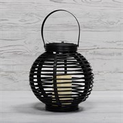 NEON-NIGHT Декоративный фонарь на солнечной батарее 20х20х22 см, черный плетеный корпус, теплый белый цвет свечения 501-143