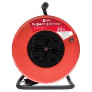 EKF PROxima Удлинитель на катушке "Гефест 2.0" 4 гнезда 30м с заземлением и предохранителем ПВС 3*1,5 16А/3,5кВт IP44 UKA02-16-R315-4-30-IP44