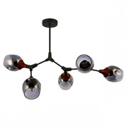 Evoluce SLE113402-05 светильник потолочный серый, тёмное дерево/Зеркальный E27 5*60W SLE113402-05