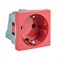 EKF PROxima Розетка 45х45 (2 модуля), с заземлением, красная, прямая. - фото 126163