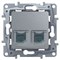 Legrand Etika алюминий розетка компьютерная 2-ая RJ45, категория 5е UTP - Etika - алюминий 672455 - фото 61790