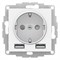 Systeme Electric AtlasDesign Лотос Розетка 16А с 2 USB A+A, 5В/2,4А, 2х5В/1,2А, механизм ATN001330 - фото 70726
