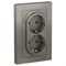 Systeme Electric AtlasDesign сталь розетка с заземлением, двойная, 16А, в сборе ATN000924 - фото 71193