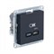 Systeme Electric AtlasDesign карбон USB розетка тип-C 65W высокоскор.заряд. QC, PD, механизм ATN001027 - фото 71269