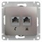 Glossa платина розетка 2-ая RJ11+RJ45, кат.5E GSL001285 - фото 71684