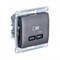 Glossa графит USB розетка тип-C 65W высокоскоростная зарядка QC, PD, механизм GSL001327 - фото 71797