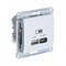 Glossa Белый USB розетка A + тип-C 45W высокоскорост. зарядка QC, PD, механизм GSL000129 - фото 71914