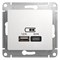 Glossa белый розетка USB A+С, 5В/2,4А, 2х5В/1,2А GSL000139 - фото 71915