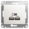 Glossa перламутр розетка USB 5В/2,1А, 2х5В/1,05А GSL000633 - фото 71927