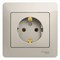 Glossa молочный розетка с заземлением, (в сборе) GSL000942 - фото 71978