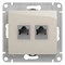 Glossa молочный розетка 2-ая RJ11+RJ45, кат.5E GSL000985 - фото 72007