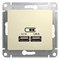 Glossa бежевый розетка USB 5В/2,1А, 2х5В/1,05мА GSL000233 - фото 72062