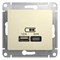 Glossa бежевый розетка USB A+С, 5В/2,4А, 2х5В/1,2А GSL000239 - фото 72066