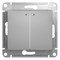 Glossa алюминий выключатель 2-клавишный с подсветкой, сх.5а, 10АХ GSL000353 - фото 72074