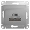 Glossa алюминий розетка USB 5В/2,1А, 2х5В/1,05А GSL000333 - фото 72100