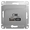 Glossa алюминий розетка USB A+С, 5В/2,4А, 2х5В/1,2А GSL000339 - фото 72103